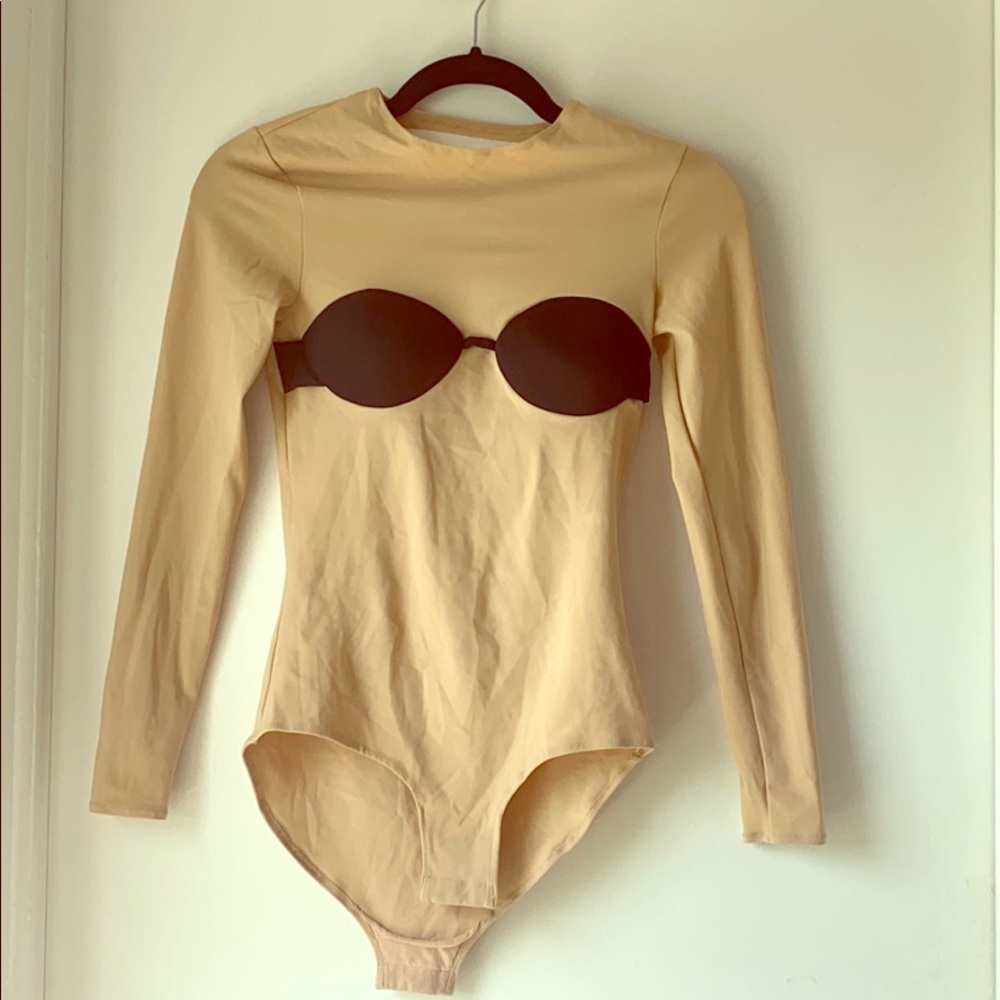 Lycra Margiela body suit with black bra cups